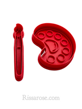Load image into Gallery viewer, school elements cookie cutter stamp - art brush, paint pallet, notebook, scissors and magnify