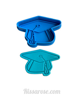 Load image into Gallery viewer, graduation cap hat scroll diploma cookie cutter fondant stamp cupcake mini size