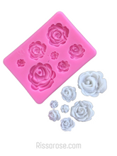Load image into Gallery viewer, 7 assorted roses silicone cake fondant sugarcraft soap floral theme