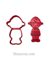 Load image into Gallery viewer, fire fighter cookie cutter truck engine fireman fondant embosser stop sign fireman