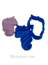 Load image into Gallery viewer, 2 styles unicorn cookie cutter and stamp - close eyes & bows