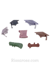 Load image into Gallery viewer, graduation hat silicone mould diploma scroll matching cutter