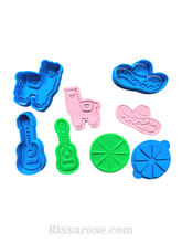 Load image into Gallery viewer, mexican theme cookie cutter stamp - llama, guitar, sombrero, lime