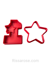 Load image into Gallery viewer, one cookie cutter stamp star cutter - first birthday, first anniversary both