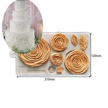 Load image into Gallery viewer, assorted rosette ruffle xl silicone moulds- wedding floral cakes - flower silicone mould