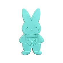 Load image into Gallery viewer, Cute boy girl bunny Cookie Cutter Debosser Easter overall egg carrot