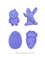 Load image into Gallery viewer, Easter PYO cookie cutter painting rabbit egg cute chicken paintbrush chubby carrot
