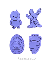Load image into Gallery viewer, Easter PYO cookie cutter painting rabbit egg cute chicken paintbrush chubby carrot