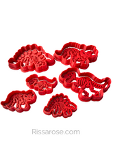 Load image into Gallery viewer, Dinosaurs cookie cutter stamp Skeleton T-Rex Stegosaurus Brontosaurus tricerstops