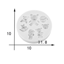 Load image into Gallery viewer, Mini Bear Silicone Mould love hat face full body