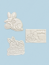 Load image into Gallery viewer, easter bilby cookie cutter happy easter cookie stamp basket fondant embosser cake decoration all 3