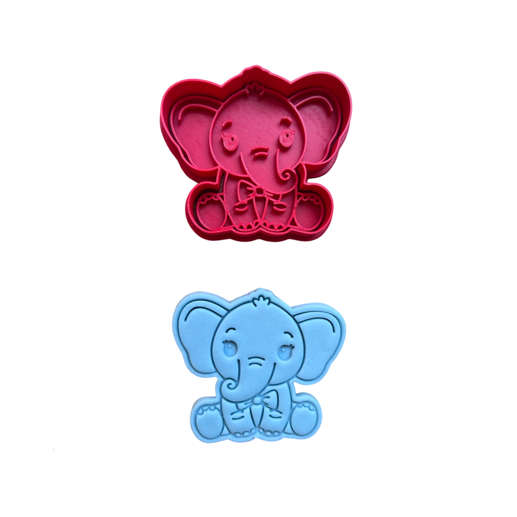 Baby elephant cookie cutter boy girl bow tie