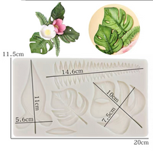 Load image into Gallery viewer, tropical leaf silicone mould monstera deliciosa cupcake cookie dinosaur cake decoration tool
