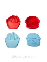 Load image into Gallery viewer, hamburger hot chips cookie cutter stamp father's day burger