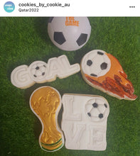 Load image into Gallery viewer, Football soccer Cookie Cutter Stamp shoes jersey goal love