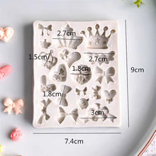 Load image into Gallery viewer, silicone silicon bow bows heart crown mould mold cake fondant sugarcraft soap princess theme