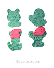 Load image into Gallery viewer, Australian animals cookie cutters Christmas stamps - Koala wombat kangaroo platypus kookaburra Ibis