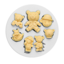 Load image into Gallery viewer, Mini Bear Silicone Mould love hat face full body