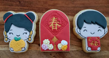 Load image into Gallery viewer, Chinese boy girl Cookie Cutter Stamp Mandarin Red Envelope