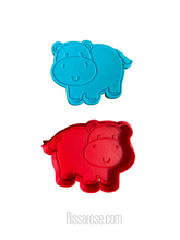 Load image into Gallery viewer, safari theme animals cookie cutter fondant embosser - zoo lion elephant zebra monkey hippo giraffe jungle animal hippo