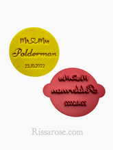 Load image into Gallery viewer, custom wedding cookie stamp - mr & mr name date