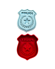 Load image into Gallery viewer, Police Elements Cookie Cutter Stamp Dog Policewoman Policeman Badge Car helicopter Walkie Talkie Flashlight Handcuff Hat