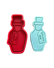 Load image into Gallery viewer, Alice in Wonderland Elements Cookie Cutter Stamp Crown Hat Bunny Ears Eat Me Drink Me Paint Palette Flower Paint Brush Key