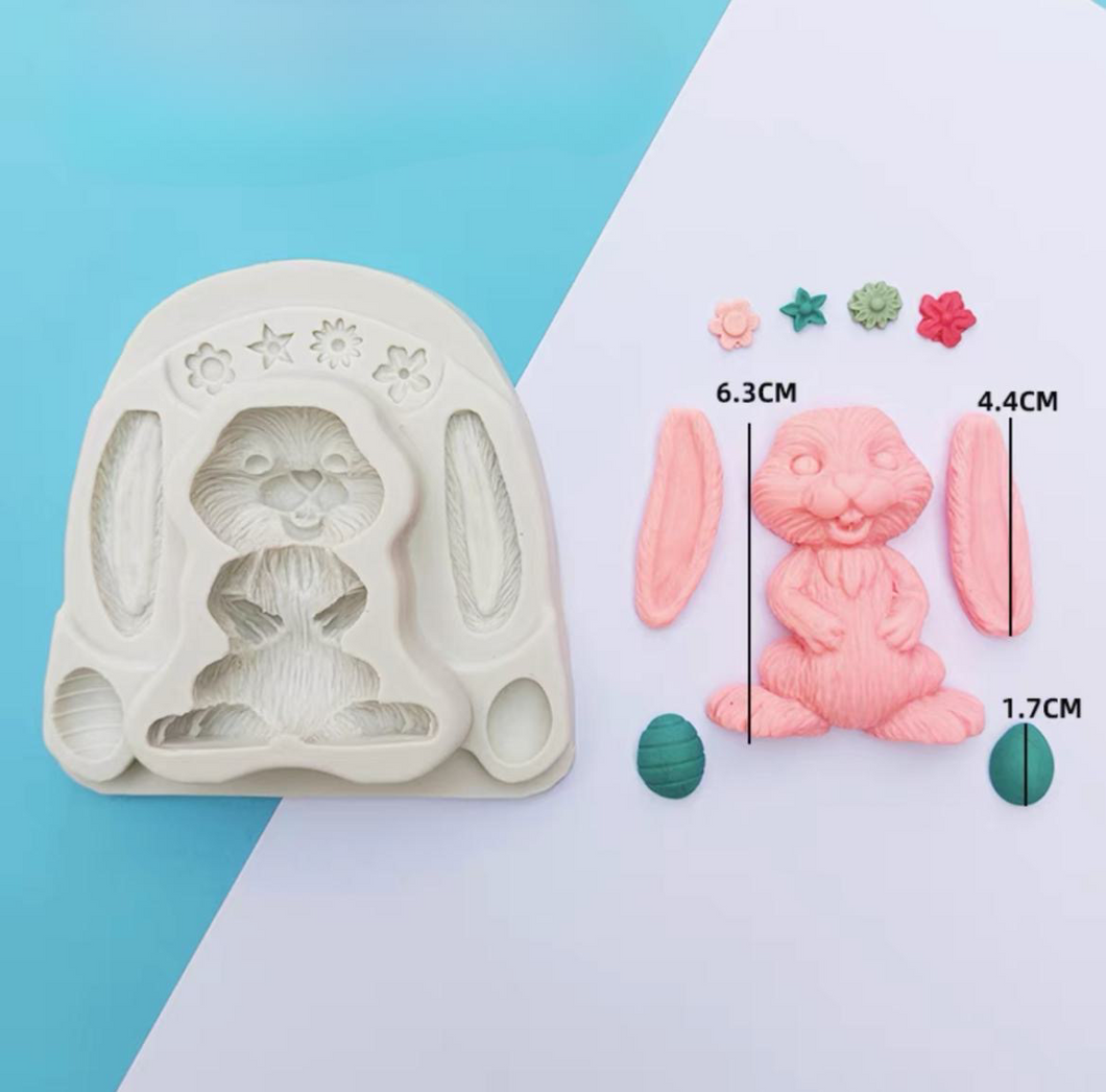Easter Silicone Mould Rabbit Bunny Long Ears Egg Flower Cake