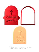 Load image into Gallery viewer, christening cross cookie debosser fondant baptism personalised raised stamp gift custom name debosser only