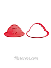 Load image into Gallery viewer, fire fighter cookie cutter truck engine fireman fondant embosser stop sign fire helmet