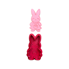 Load image into Gallery viewer, Cute boy girl bunny Cookie Cutter Debosser Easter overall egg carrot
