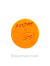 Load image into Gallery viewer, is two cookie stamp 2nd birthday personalised fondant embosser cake decoration baby personalised name