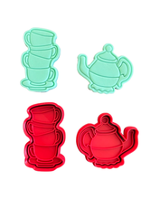 Load image into Gallery viewer, Alice in Wonderland Elements Cookie Cutter Stamp Key Cheshire Clock Mushroom Potion Teapot Hat Eat Me