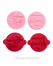 Load image into Gallery viewer, International women's day cookie stamp embrace equity