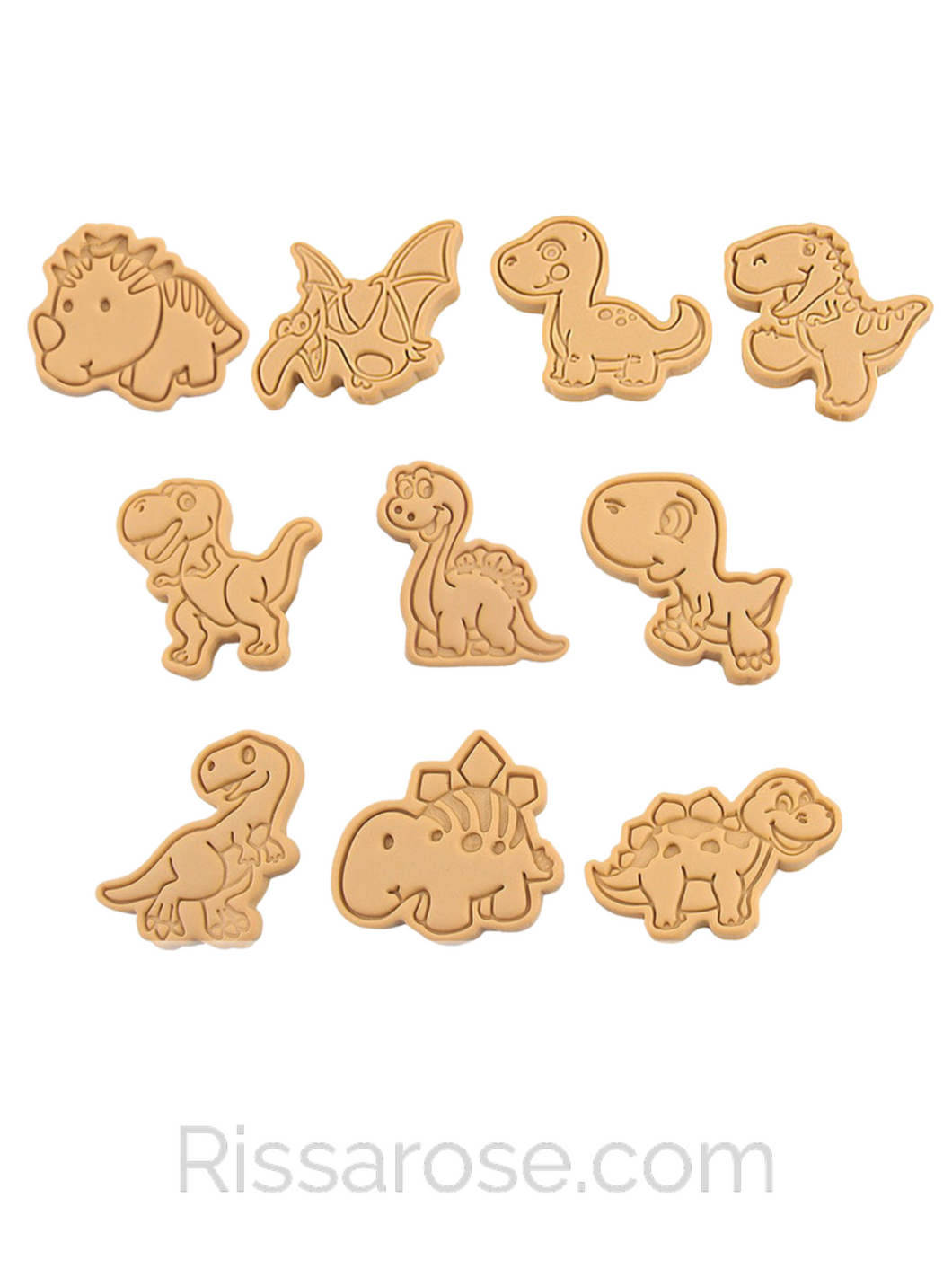 Dinosaurs cookie cutter stamp T-Rex Stegosaurus Brontosaurus Triceratops Pterodactyl