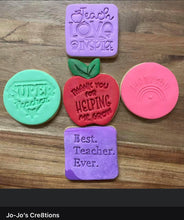 Load image into Gallery viewer, Teacher cookie embossers cutter - Super Teacher, love inspire light bulb end of year gift