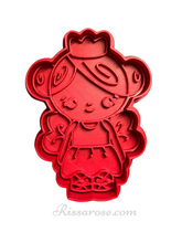 Load image into Gallery viewer, spring garden cookie cutter stamp- dwarf, snail, frog, water well, fairy and mushroom.