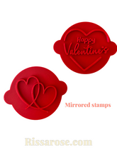 Load image into Gallery viewer, happy valentine's day double love hearts cookie stamps fondant embosser cake decoration