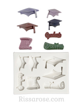 Load image into Gallery viewer, graduation hat silicone mould diploma scroll matching cutter small graduation mould
