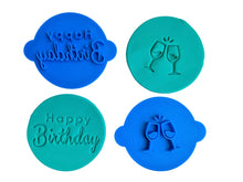 Load image into Gallery viewer, happy birthday cookie stamp chin-chin wine glasses fondant embosser wedding