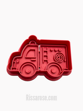Load image into Gallery viewer, fire truck cookie cutter engine fireman fondant embosser stop sign
