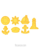 Load image into Gallery viewer, sailing cookie cutter stamp lighthouse boat helm anchor sun swimming ring all 7