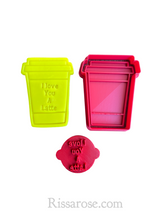 Load image into Gallery viewer, i love you a latte cookie cutter stamp coffee takeaway cup valentines day mother's day father's day coffee cup with love latte