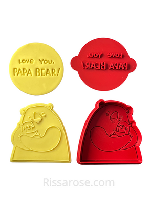 papa bear cookie cutters stamp debosser daddy bear baby bear father's day both