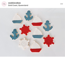 Load image into Gallery viewer, sailing elements cookie cutter stamp lighthouse boat helm anchor debosser