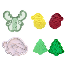 Load image into Gallery viewer, christmas cookie cutters - santa, elf, rudolph and xmas tree all 4