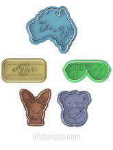 Load image into Gallery viewer, australian day cookie cutter stamp - kangaroo kaola sunglasses australian map