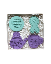 Load image into Gallery viewer, Biggest Morning Tea cookie stamp- Cancer Council - Teapot teacup cancer ribbon