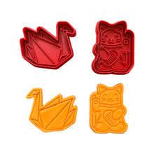 Load image into Gallery viewer, Japanese Theme Cookie Cutter Stamp Sakura Tree Fan Maneki-Neko Temple Sumo Koi Fish