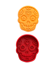 Load image into Gallery viewer, Day of the Dead Día de Muertos Sugar Skull Cookie Cutter Stamp Halloween Cinco de mayo